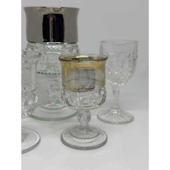 VTG Indiana Glass Kings Crown Clear Goblet Glasses | Set of 4 Barware Drinkware - Picture 3 of 9